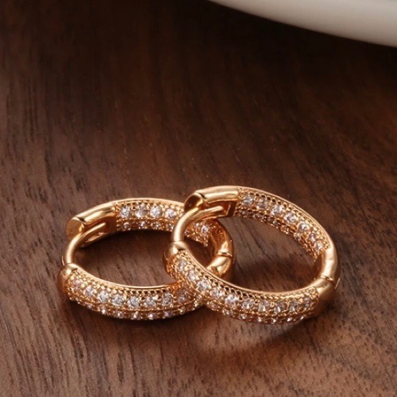 NEW 18K ROSE GOLD HOOP EARRINGS - Picture 5 of 8